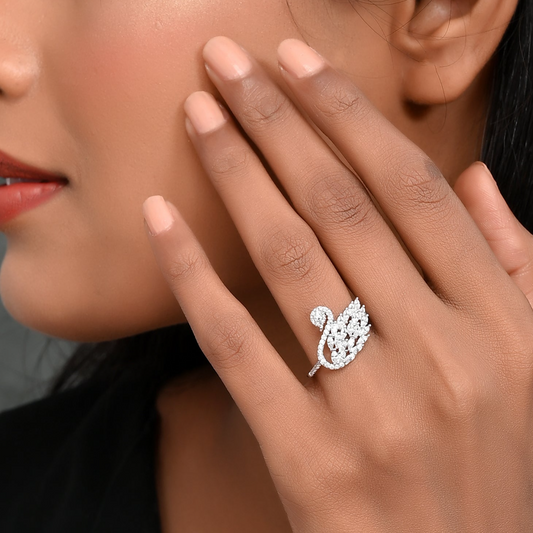 SILVER DIAMOND SWAN RING