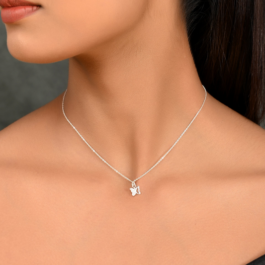 SILVER DIAMOND WING BUTTERFLY NECKLACE SET