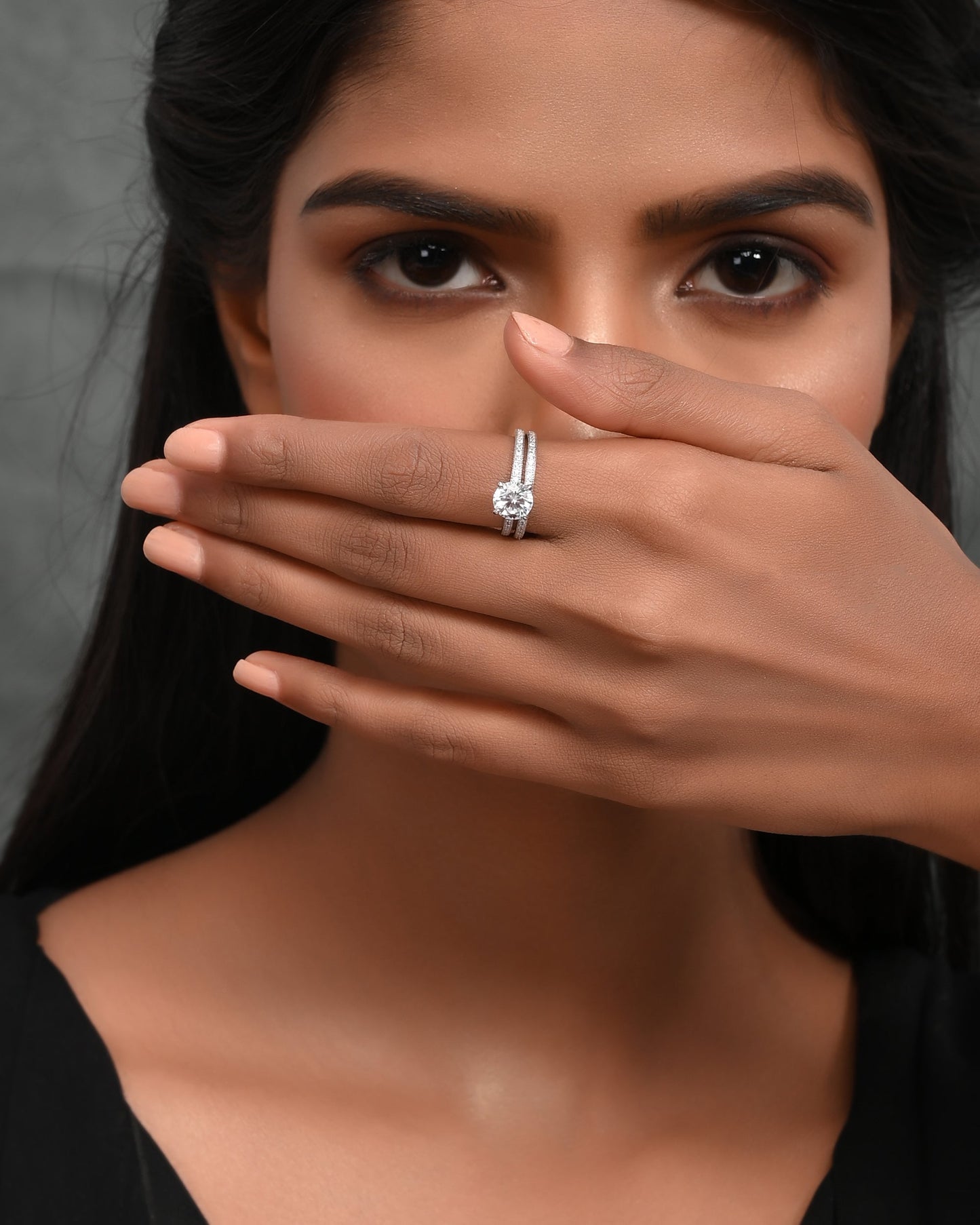 SILVER DUAL FROST DIAMOND RING