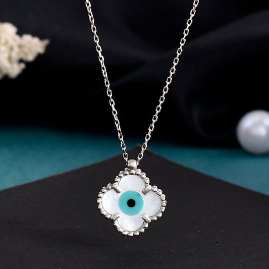 SILVER EVILEYE QUADRA PENDANT NECKLACE