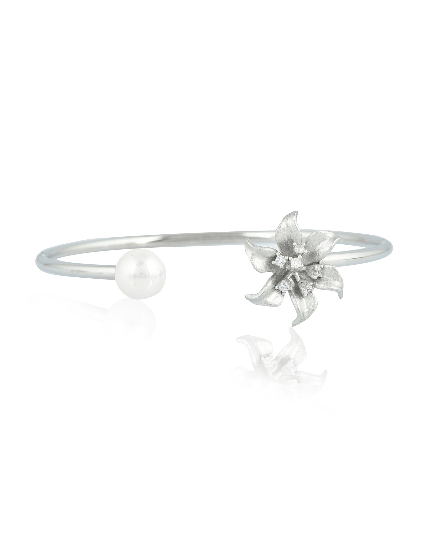 SILVER FLORA PEARL BRACELET