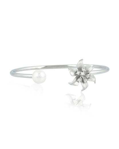 SILVER FLORA PEARL BRACELET