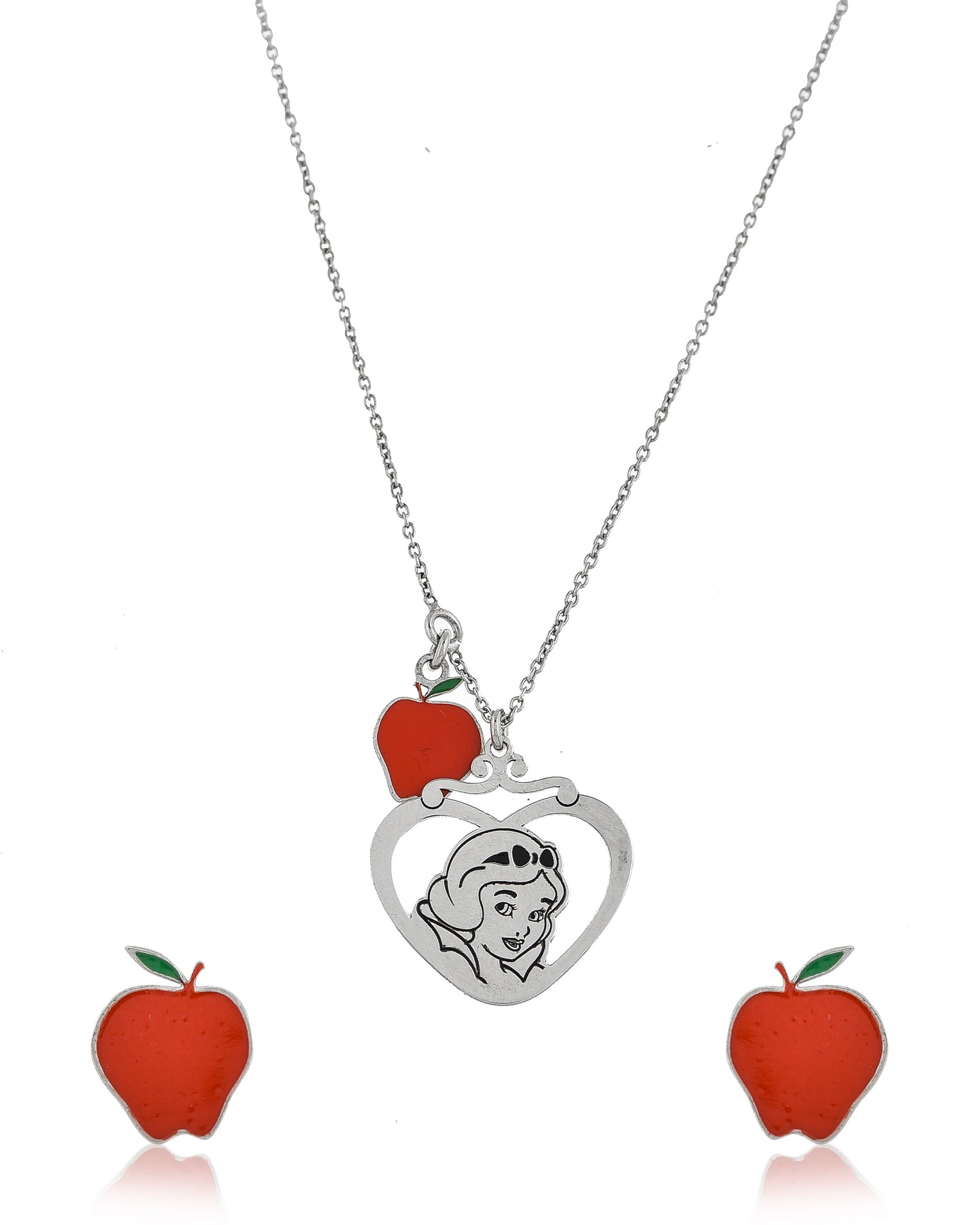 SILVER HEART SNOWWHITE NECKLACE SET