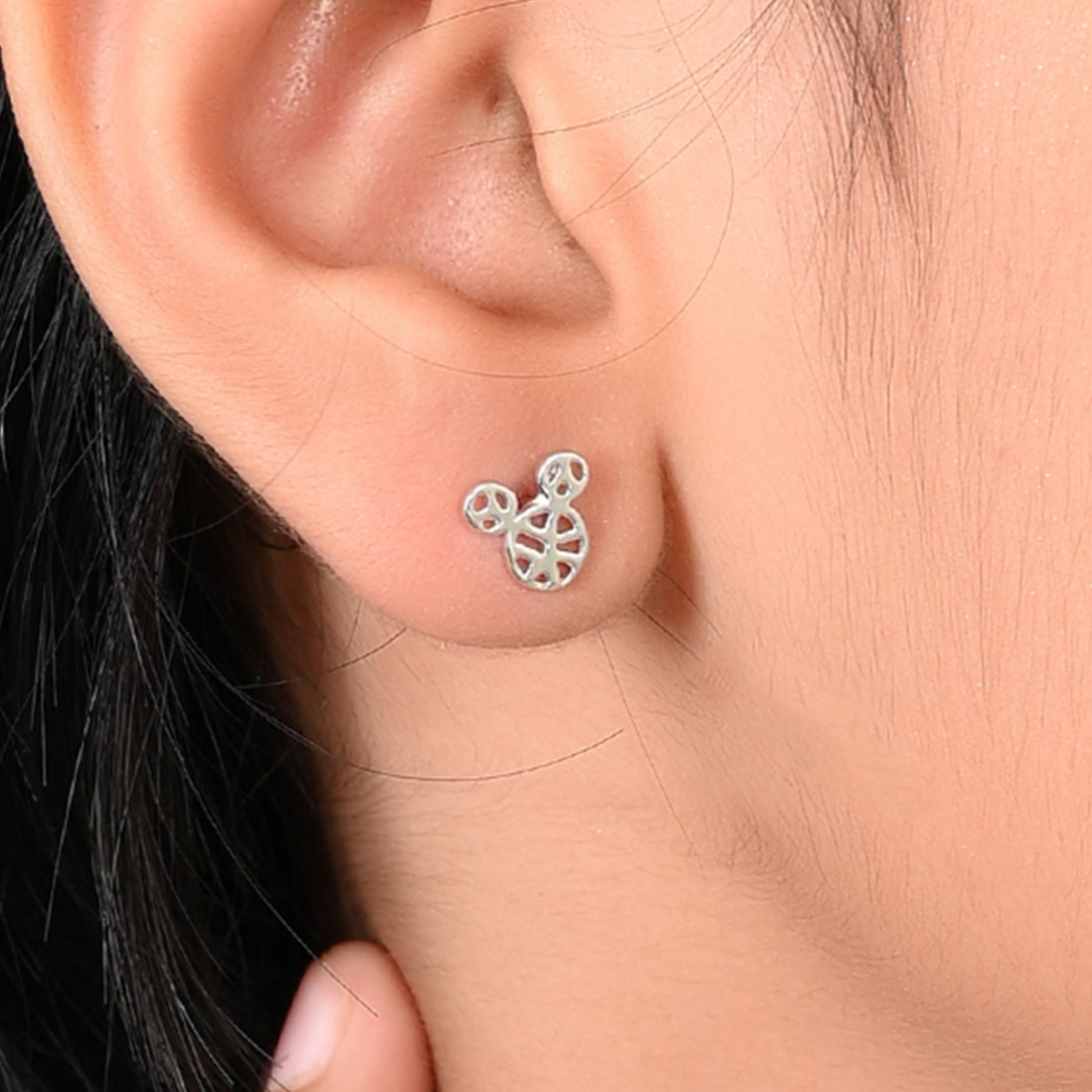 SILVER HOLO MICKEY EARRINGS