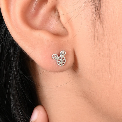 SILVER HOLO MICKEY EARRINGS