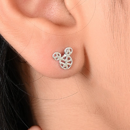 SILVER HOLO MICKEY EARRINGS