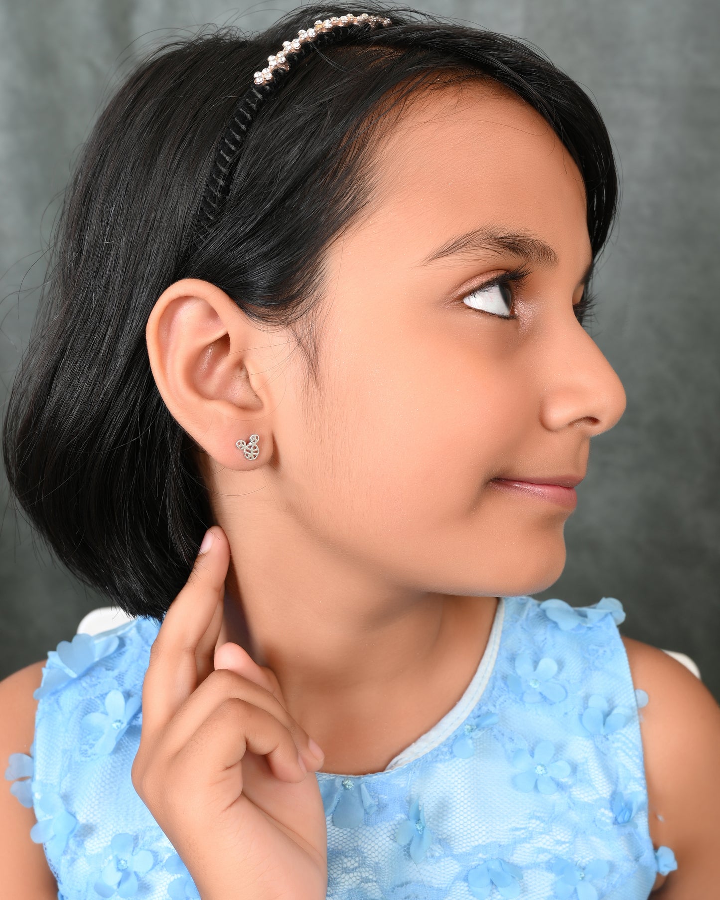 SILVER HOLO MICKEY EARRINGS