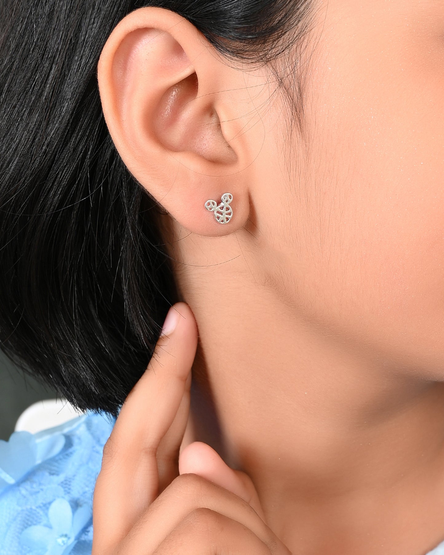 SILVER HOLO MICKEY EARRINGS
