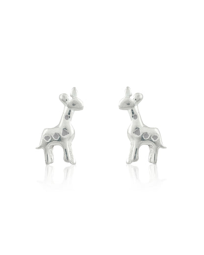 SILVER INLAY GIRAFFE EARRINGS