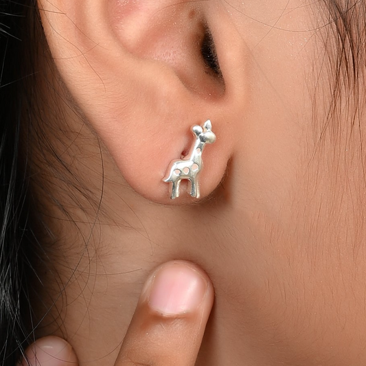 SILVER INLAY GIRAFFE EARRINGS