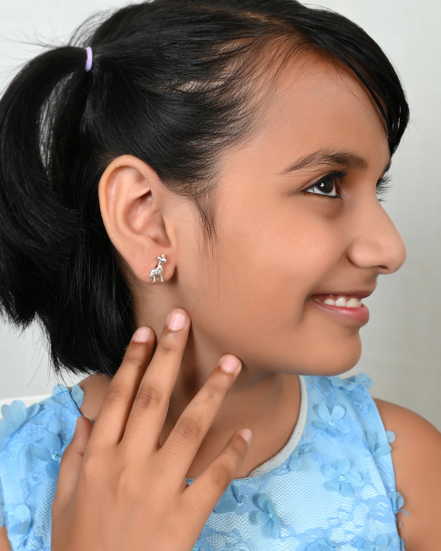 SILVER INLAY GIRAFFE EARRINGS