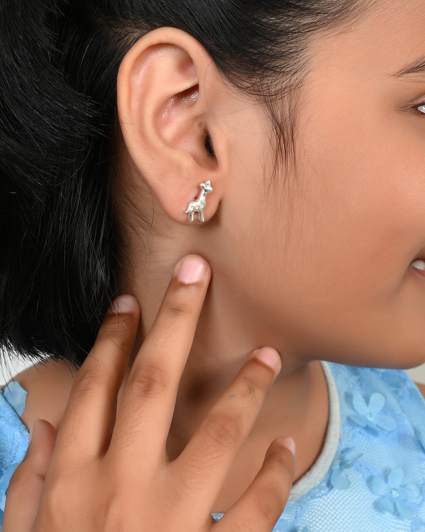 SILVER INLAY GIRAFFE EARRINGS