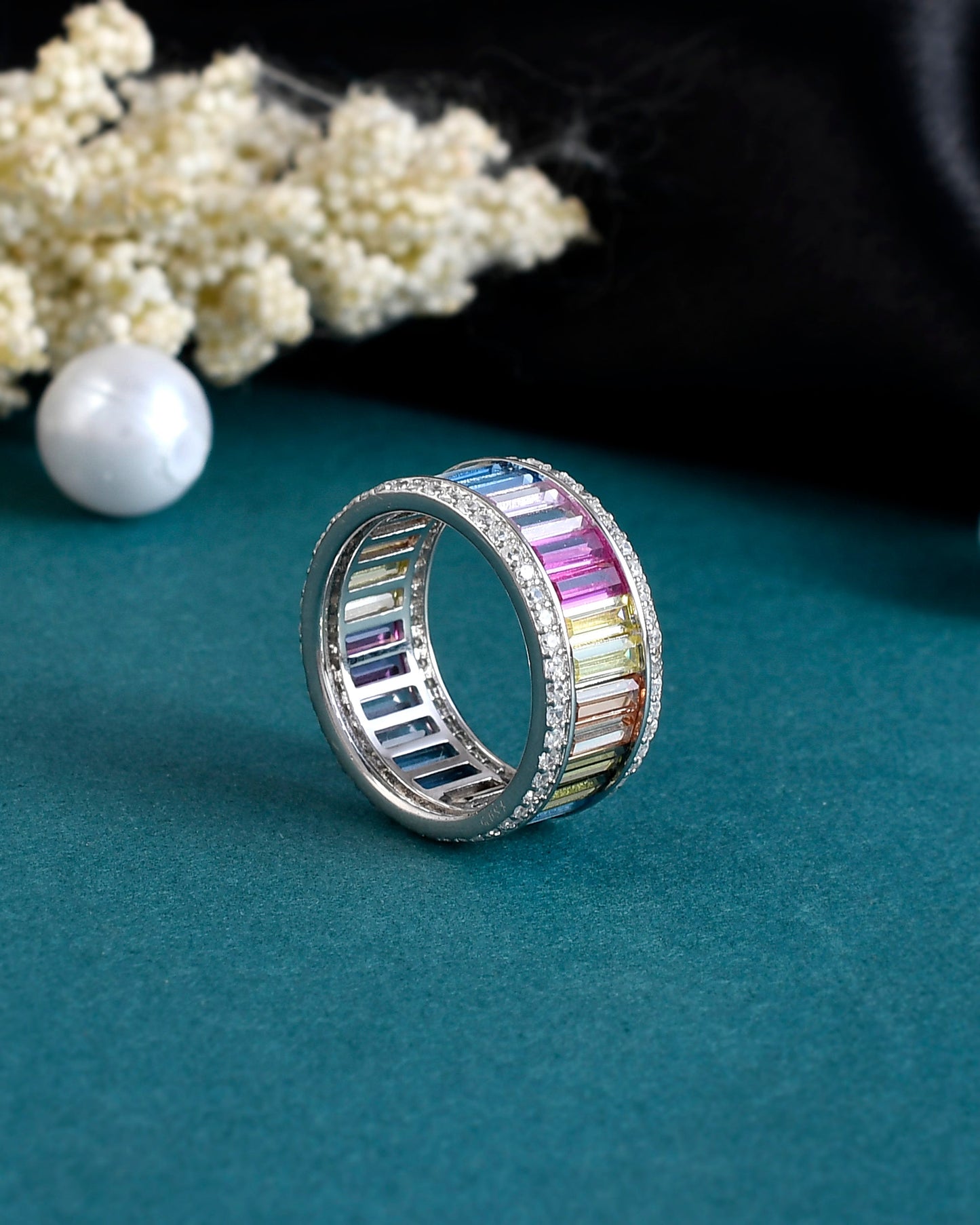 SILVER LARGE MULTIGEM RING