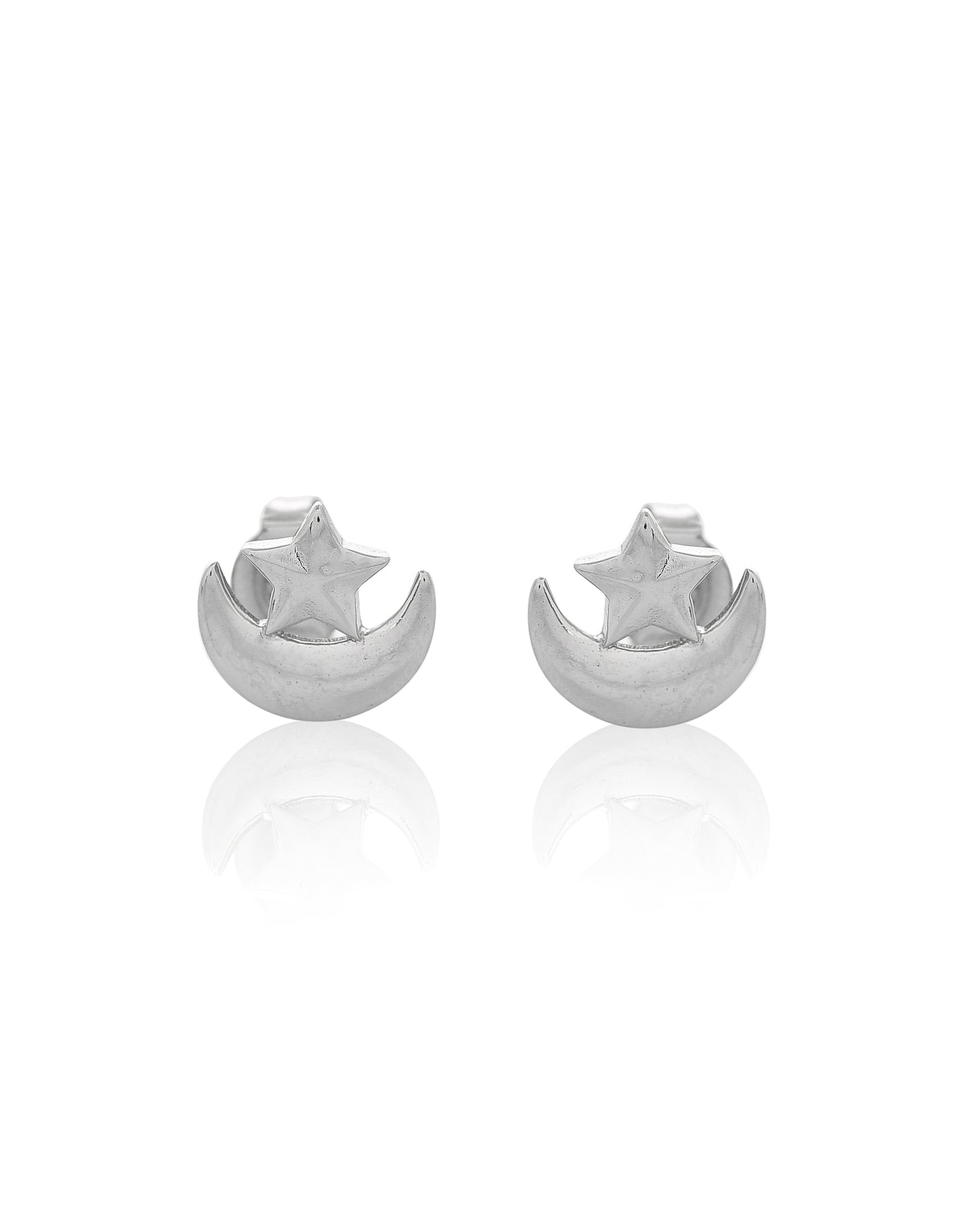 SILVER MOON STAR EARRINGS