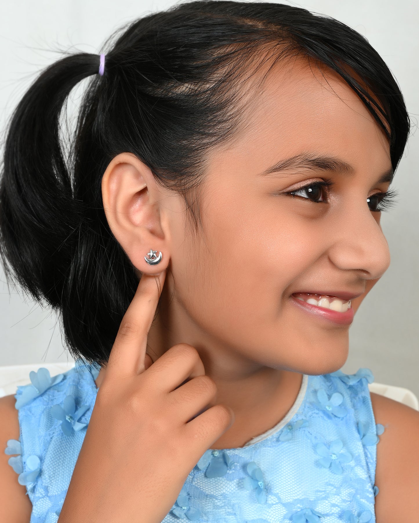 SILVER MOON STAR EARRINGS