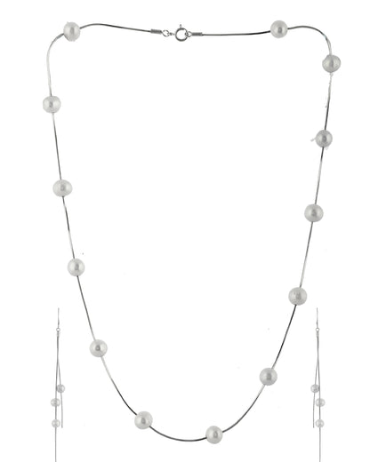 SILVER PEARL TANGLED NECKLACE SET