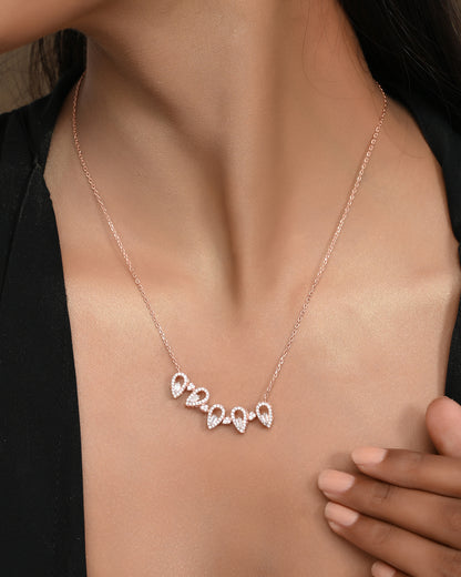 SILVER PENTA FLORAL ROSEGOLD NECKLACE