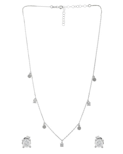 SILVER POPPY FOLRAL NECKLACE SET
