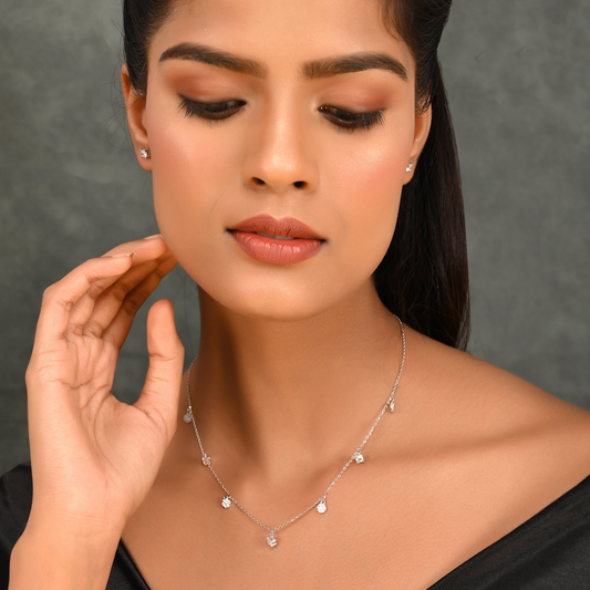 SILVER POPPY FOLRAL NECKLACE SET