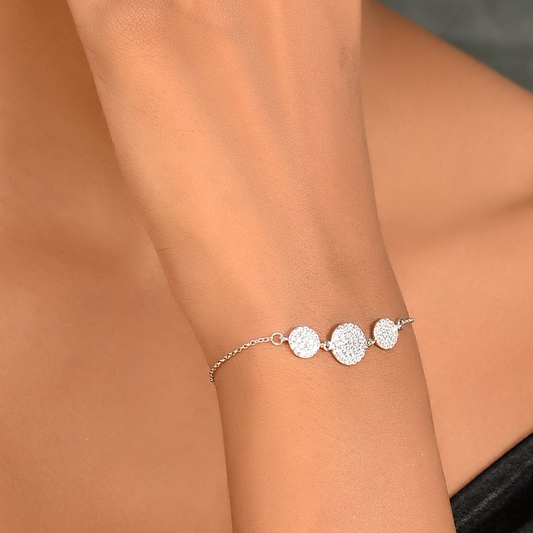 SILVER  TRIODIAMOND CR BRACELET