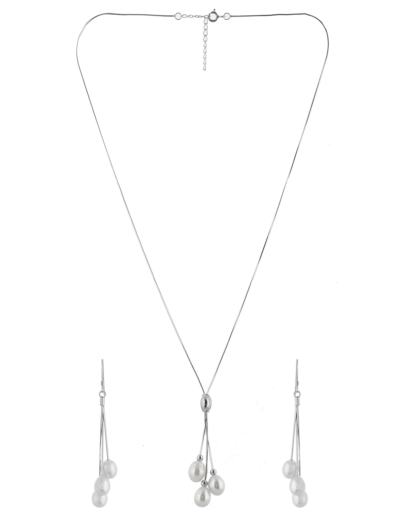 SILVER TRIPEARL ERA NECKLACE SET