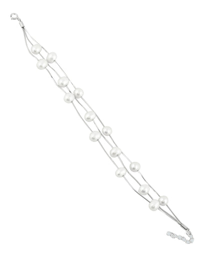 SILVER TRITANGLED PEARL BRACELET