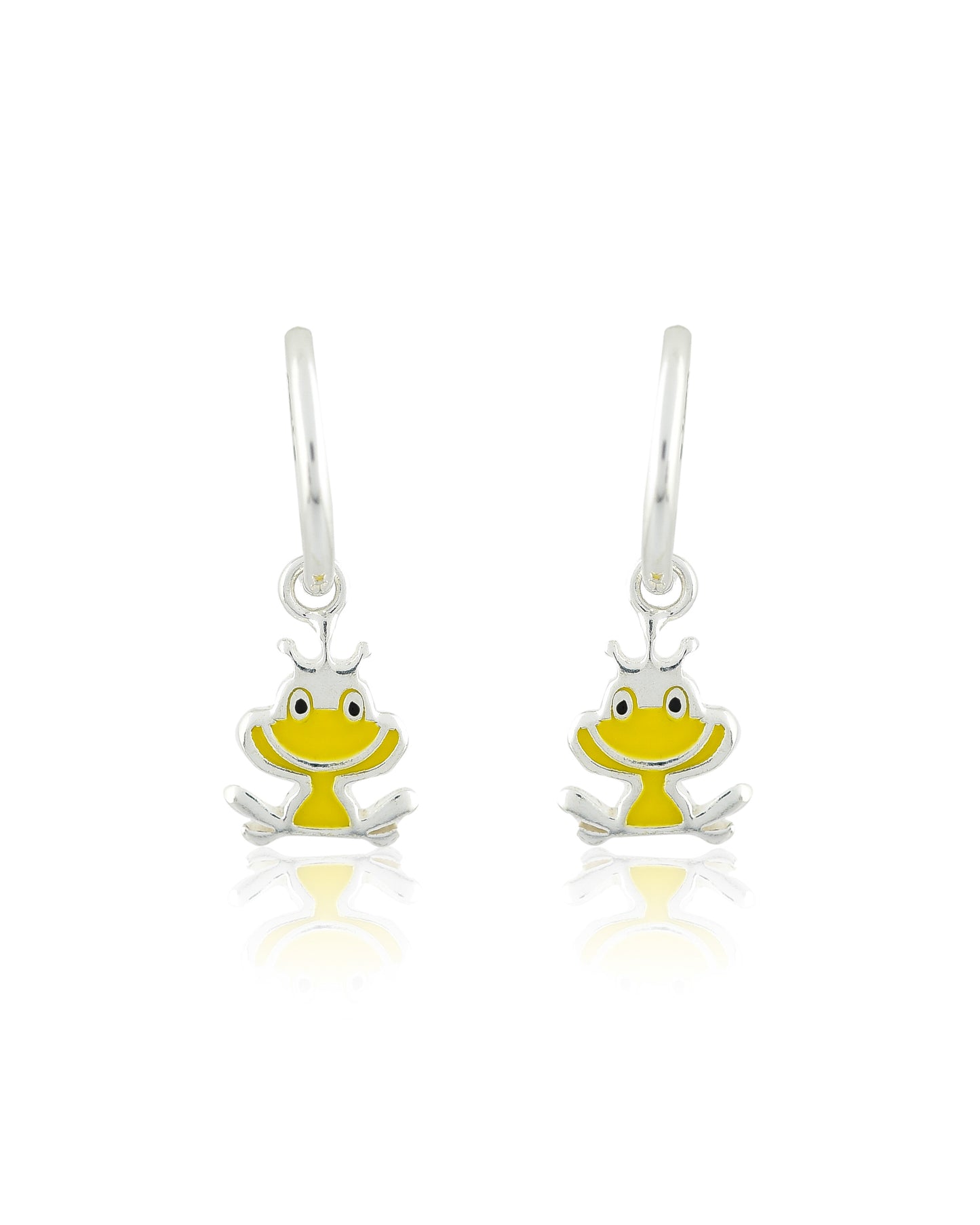 SILVER YELLOW FROGGY EARRINGS