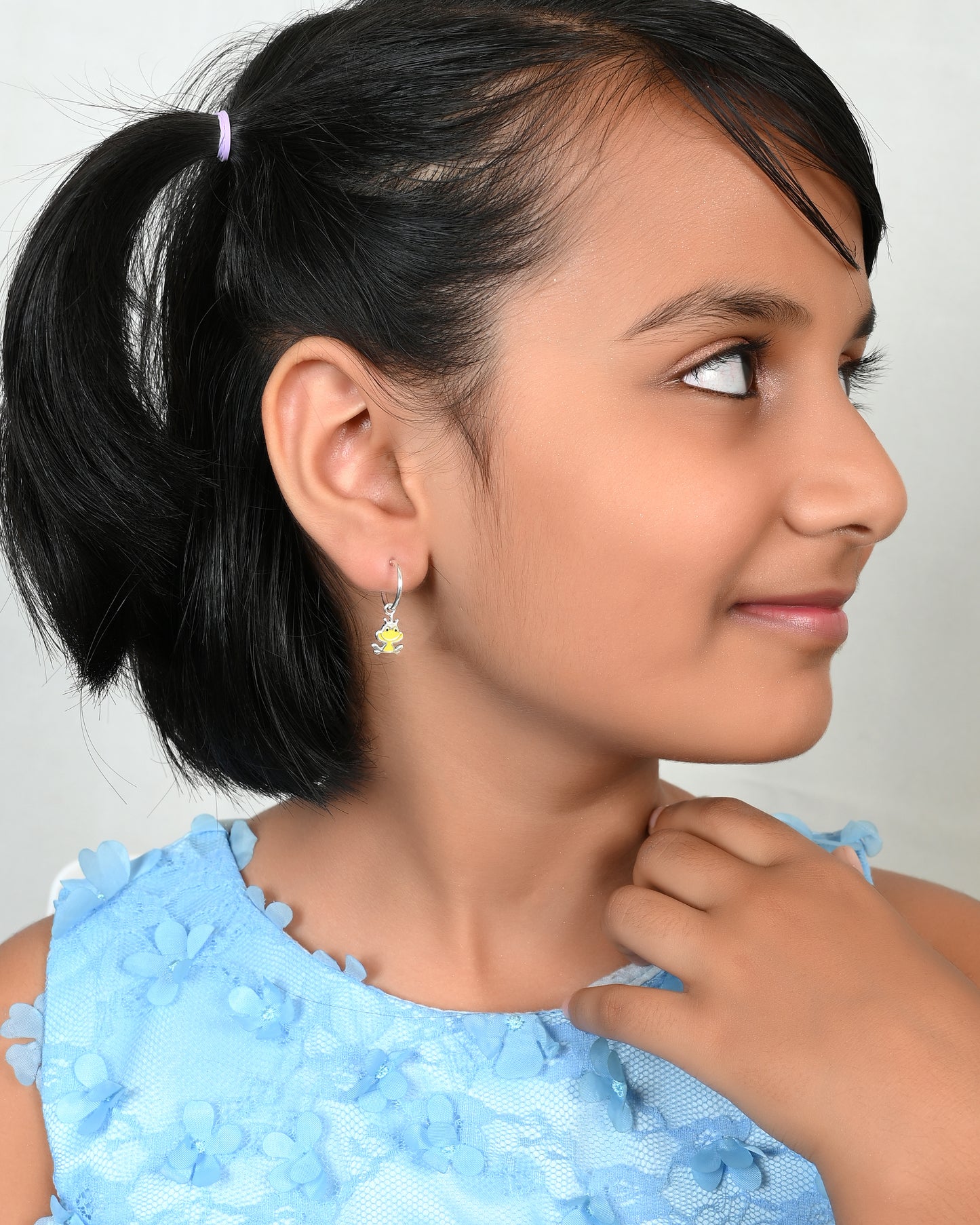 SILVER YELLOW FROGGY EARRINGS