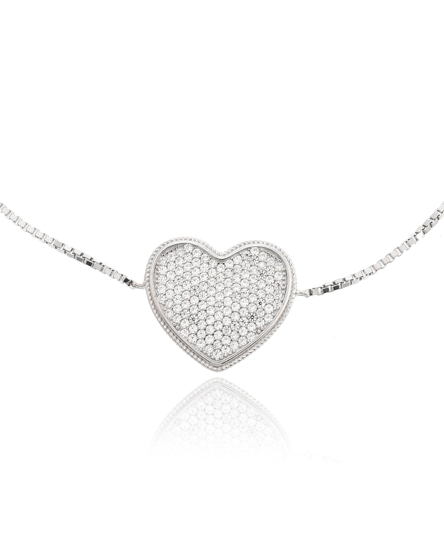 SILVER DIAMOND HEART BRACELET
