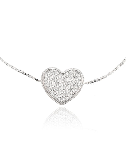 SILVER DIAMOND HEART BRACELET