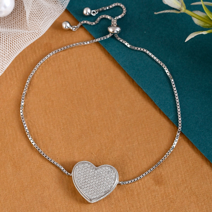 SILVER DIAMOND HEART BRACELET