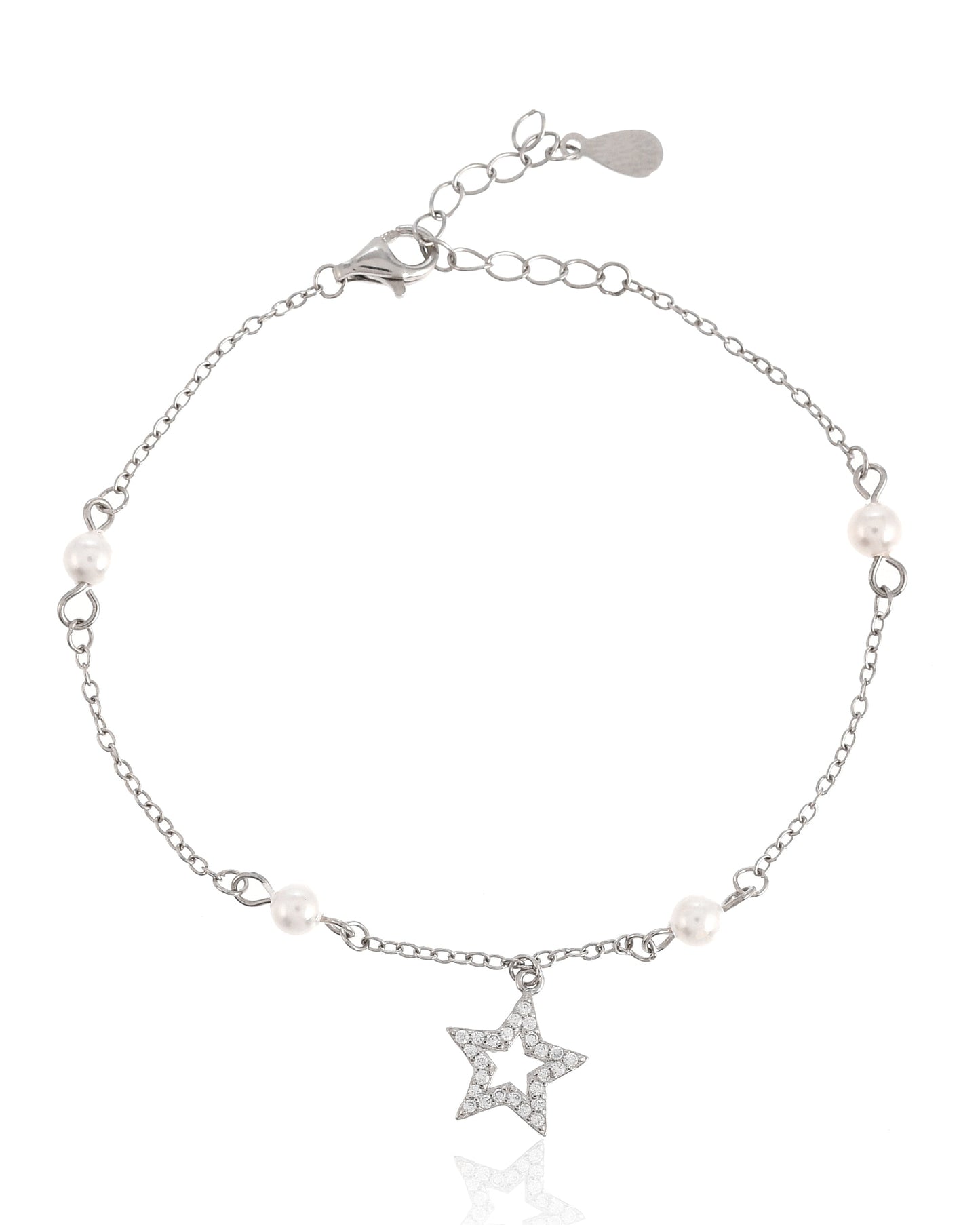 SILVER MINI PEARL STAR BRACELET